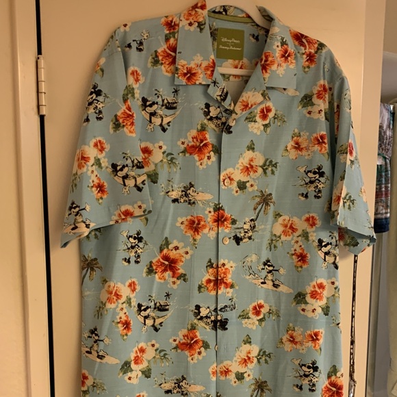 Tommy Bahama Light Blue Floral Surf Shirt - Picture 1 of 8